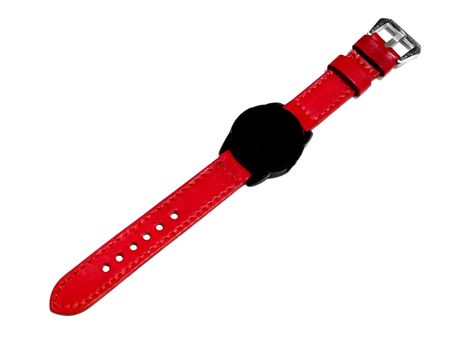 Garmin Red Color Leather Band for Forerunner 55 165 245 645 Music Models Premium Bracelet with Stitches Cuff Wristband Strap Pins Tool B20